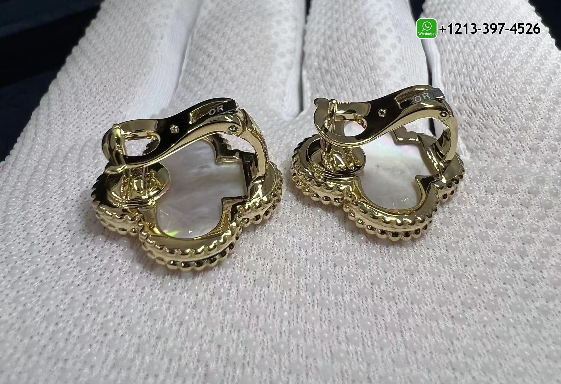 Van-Cleef-Arpels-Magic-Alhambra-Mother-of-Pearl-18k-Yellow-Gold-Earrings-VCARA43700-6.jpg Custom Made Best Sellers Quality 1:1 Van Cleef & Arpels Magic Alhambra Mother of Pearl 18k Yellow Gold Earrings - High Quality 18k Gold and Diamond Luxury Distinctive Collection Designer Jewelry Customized Factory Price - Image 7