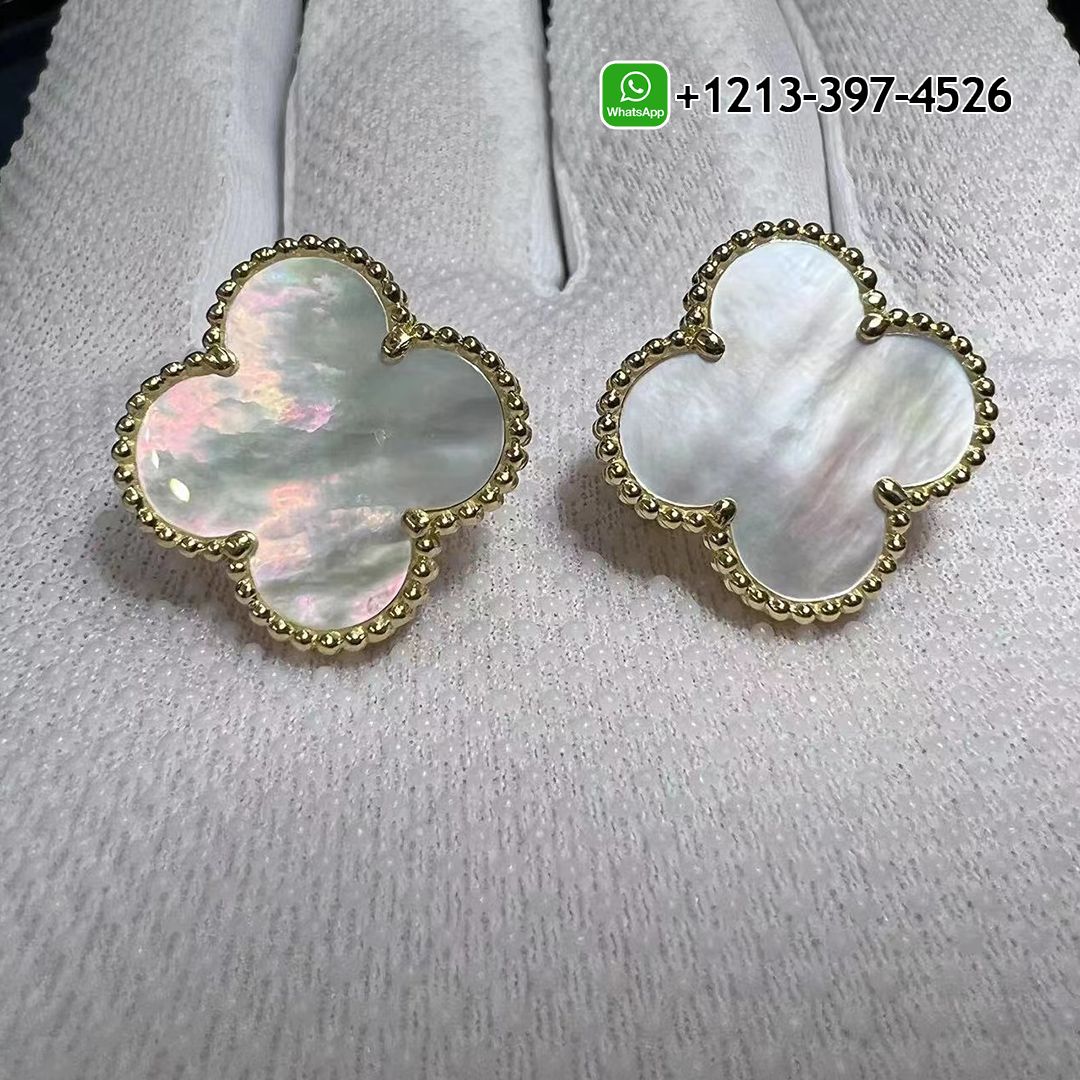 Custom Made Best Sellers Quality 1:1 Van Cleef & Arpels Magic Alhambra Mother of Pearl 18k Yellow Gold Earrings - High Quality 18k Gold and Diamond Luxury Distinctive Collection Designer Jewelry Customized Factory Price Van Cleef Arpels Magic Alhambra Mother Of Pearl 18k Yellow Gold Earrings VCARA43700
