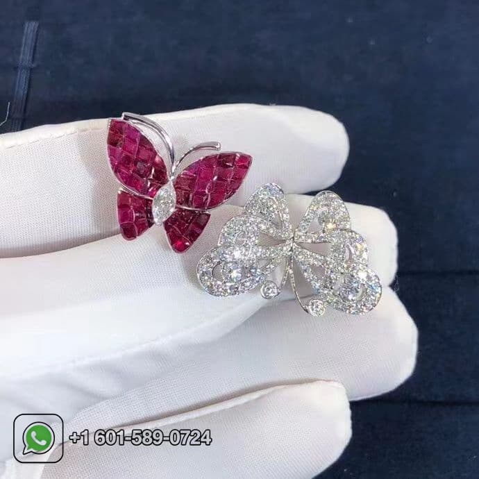 van cleef arpels mystery set ruby diamonds two flying butterfly between the finger ring vcarf27100 2