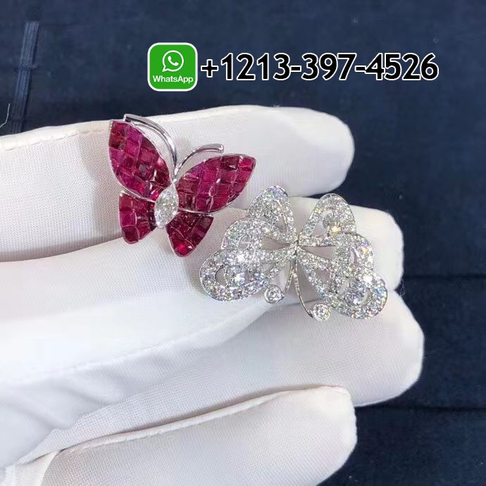 Van-Cleef-Arpels-Mystery-Set-Ruby-Diamonds-Two-Flying-Butterfly-Between-The-Finger-Ring-VCARF27100-2.jpg Best Sellers 1:1 Quality Cheap Custom Made Van Cleef & Arpels Mystery-Set Ruby & Diamonds Two Flying Butterfly Between The Finger Ring - High Quality 18k Gold and Diamond Luxury Distinctive Collection Designer Jewelry Customized Factory Price - Image 3