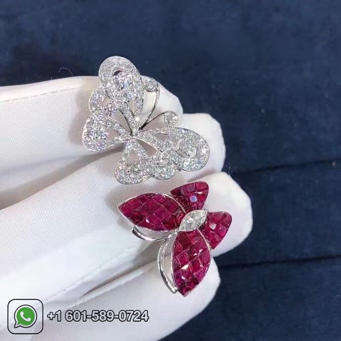 van cleef arpels mystery set ruby diamonds two flying butterfly between the finger ring vcarf27100 3