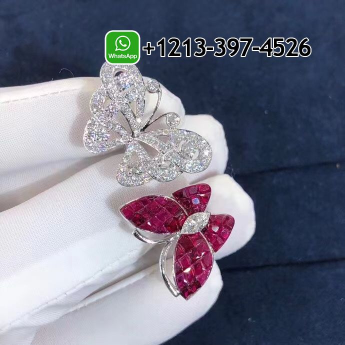 Van-Cleef-Arpels-Mystery-Set-Ruby-Diamonds-Two-Flying-Butterfly-Between-The-Finger-Ring-VCARF27100-3.jpg Best Sellers 1:1 Quality Cheap Custom Made Van Cleef & Arpels Mystery-Set Ruby & Diamonds Two Flying Butterfly Between The Finger Ring - High Quality 18k Gold and Diamond Luxury Distinctive Collection Designer Jewelry Customized Factory Price - Image 4