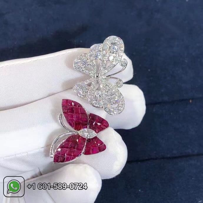 van cleef arpels mystery set ruby diamonds two flying butterfly between the finger ring vcarf27100 4