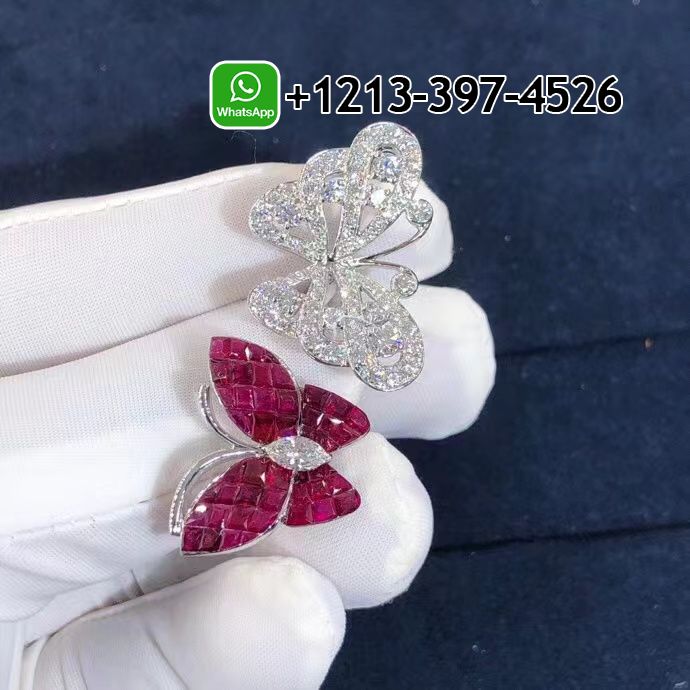 Van-Cleef-Arpels-Mystery-Set-Ruby-Diamonds-Two-Flying-Butterfly-Between-The-Finger-Ring-VCARF27100-4.jpg Best Sellers 1:1 Quality Cheap Custom Made Van Cleef & Arpels Mystery-Set Ruby & Diamonds Two Flying Butterfly Between The Finger Ring - High Quality 18k Gold and Diamond Luxury Distinctive Collection Designer Jewelry Customized Factory Price - Image 5