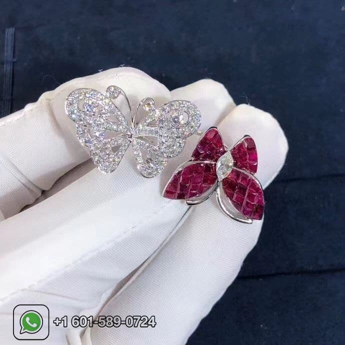 van cleef arpels mystery set ruby diamonds two flying butterfly between the finger ring vcarf27100 5