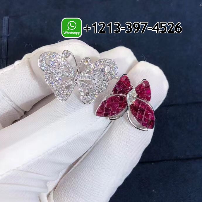 Van-Cleef-Arpels-Mystery-Set-Ruby-Diamonds-Two-Flying-Butterfly-Between-The-Finger-Ring-VCARF27100-5.jpg Best Sellers 1:1 Quality Cheap Custom Made Van Cleef & Arpels Mystery-Set Ruby & Diamonds Two Flying Butterfly Between The Finger Ring - High Quality 18k Gold and Diamond Luxury Distinctive Collection Designer Jewelry Customized Factory Price - Image 6