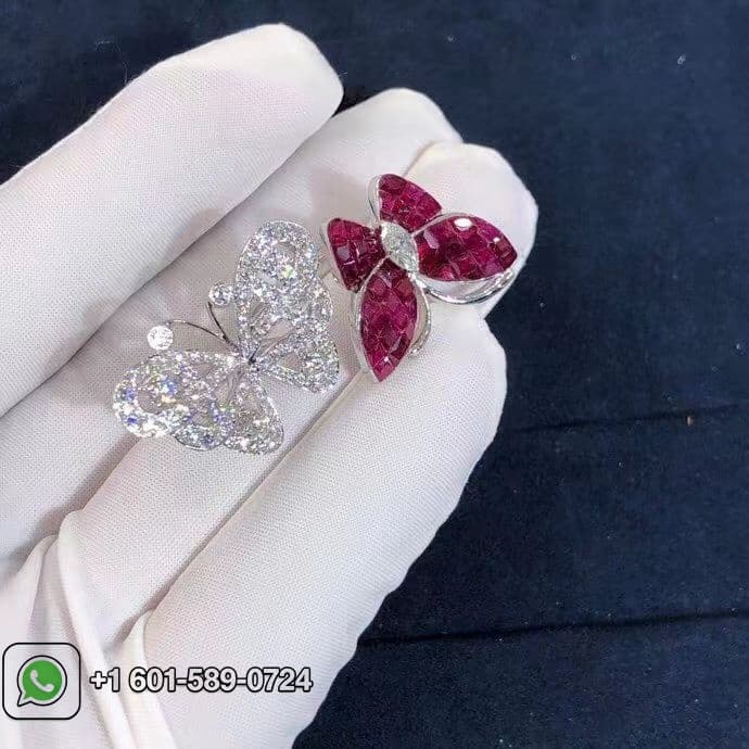 van cleef arpels mystery set ruby diamonds two flying butterfly between the finger ring vcarf27100 6