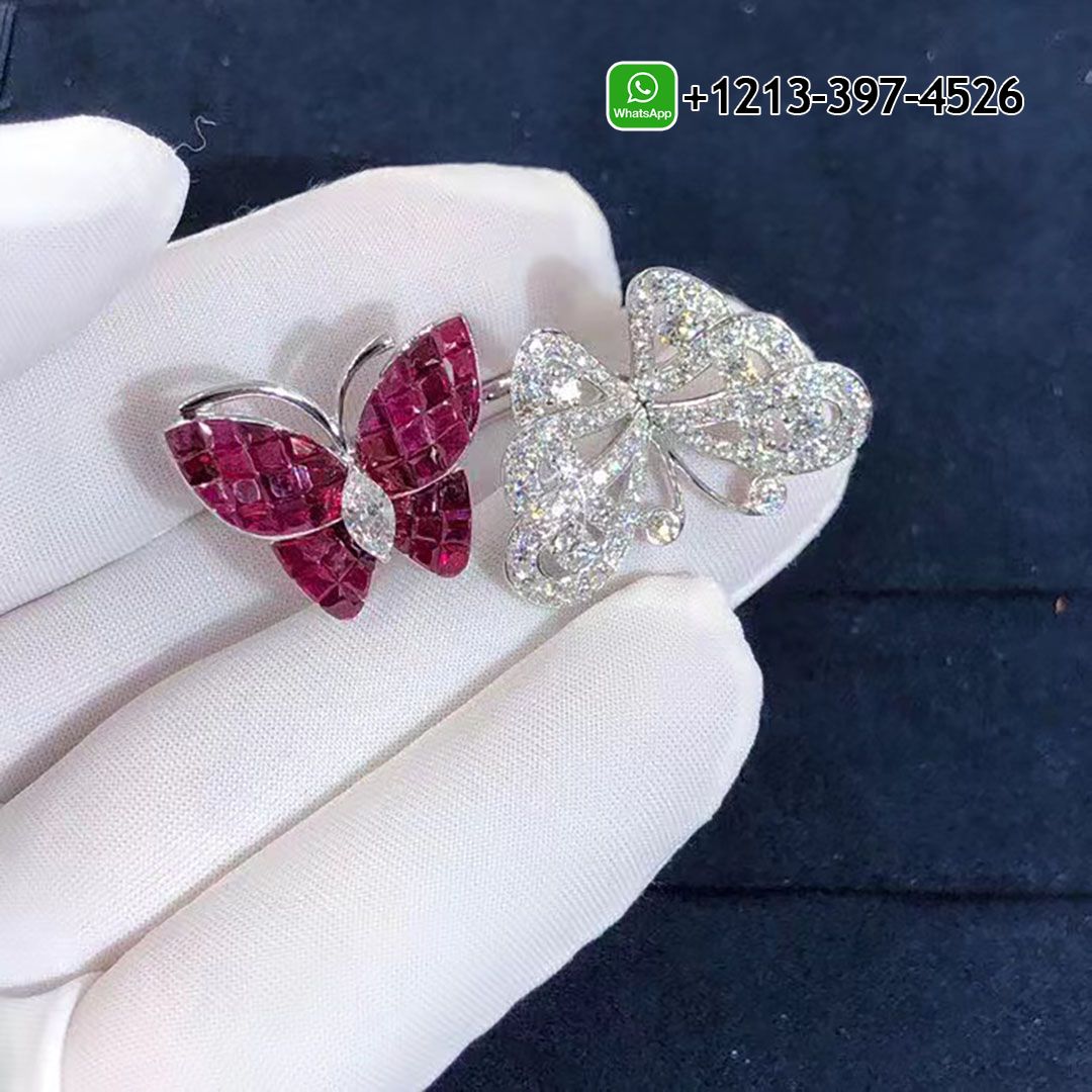 Van-Cleef-Arpels-Mystery-Set-Ruby-Diamonds-Two-Flying-Butterfly-Between-The-Finger-Ring-VCARF27100.jpg Best Sellers 1:1 Quality Cheap Custom Made Van Cleef & Arpels Mystery-Set Ruby & Diamonds Two Flying Butterfly Between The Finger Ring - High Quality 18k Gold and Diamond Luxury Distinctive Collection Designer Jewelry Customized Factory Price