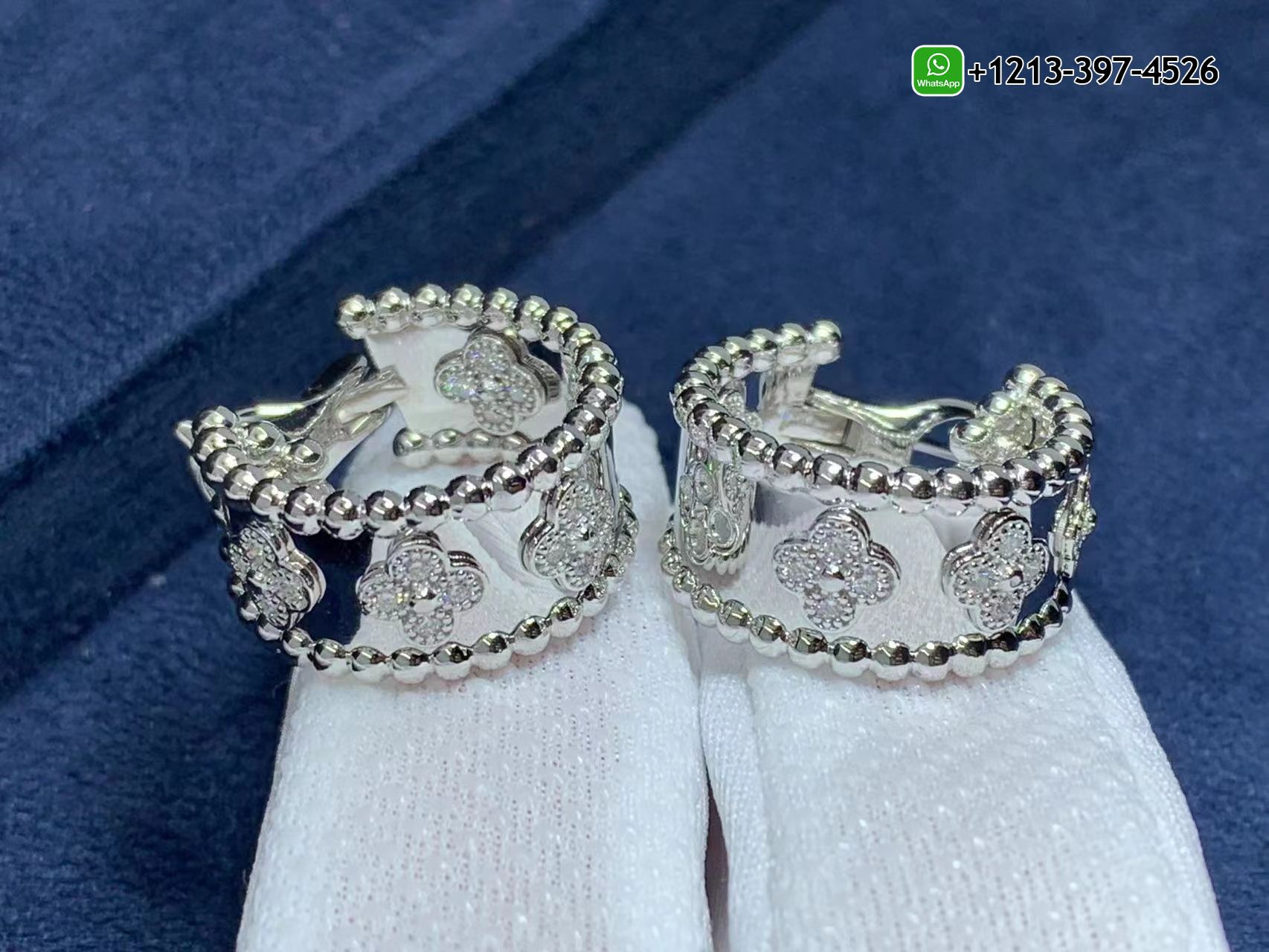 Van-Cleef-Arpels-Perlee-Clovers-18K-White-Gold-Diamond-Hoop-Earrings-VCARO2ML00-1.jpg Custom Made Best Quality 1:1 Van Cleef & Arpels Perlée Clovers 18K White Gold Diamond Hoop Earrings - High Quality 18k Gold and Diamond Luxury Distinctive Collection Designer Jewelry Customized Factory Price - Image 2