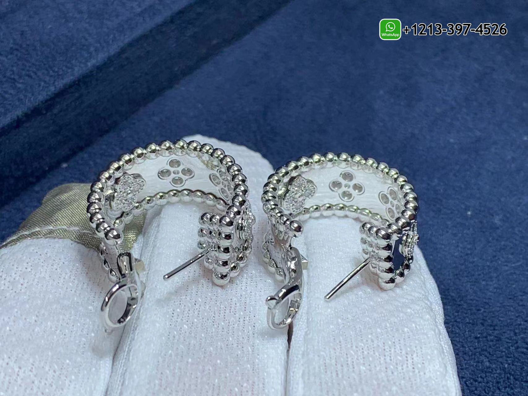 Van-Cleef-Arpels-Perlee-Clovers-18K-White-Gold-Diamond-Hoop-Earrings-VCARO2ML00-4.jpg Custom Made Best Quality 1:1 Van Cleef & Arpels Perlée Clovers 18K White Gold Diamond Hoop Earrings - High Quality 18k Gold and Diamond Luxury Distinctive Collection Designer Jewelry Customized Factory Price - Image 5