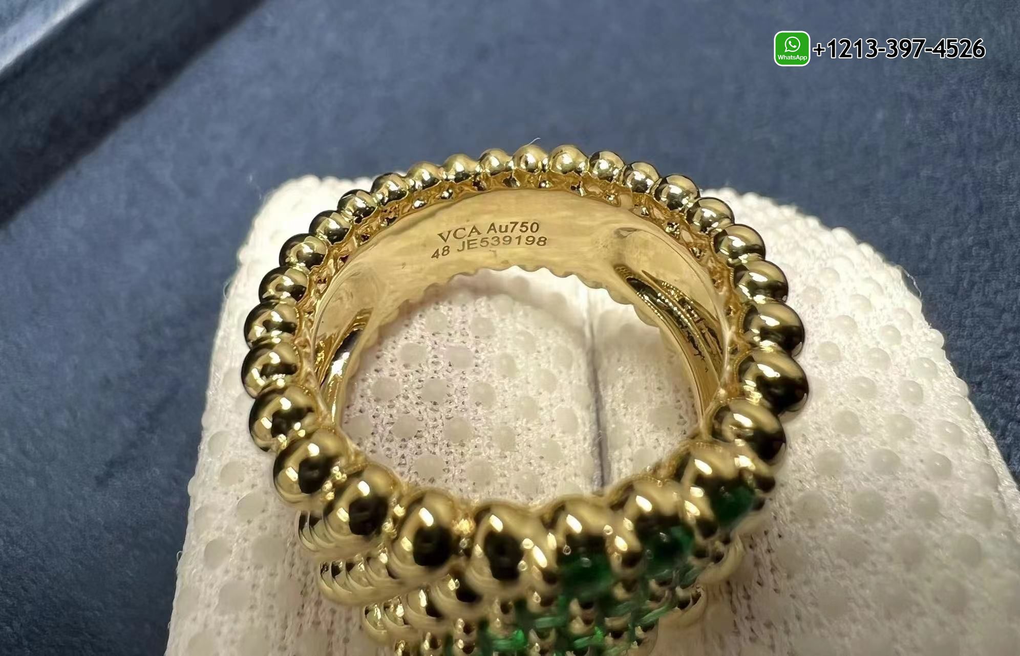 Van-Cleef-Arpels-Perlee-Couleurs-18K-Yellow-Gold-5-Rows-Emerald-Ring-VCARP7TW00-3.jpg We offer Van Cleef & Arpels jewelry custom made in real solid 18k gold, gemstones and GIA diamonds at factory price. - High Quality 18k Gold and Diamond Luxury Distinctive Collection Designer Jewelry Customized Factory Price - Image 4