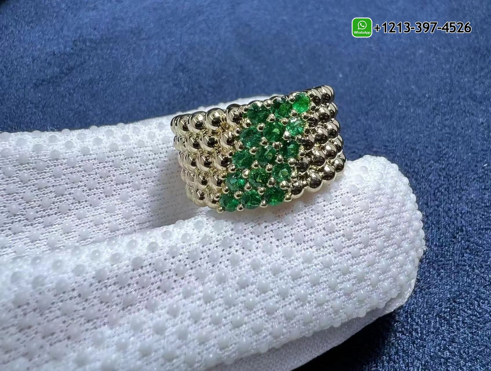 Van-Cleef-Arpels-Perlee-Couleurs-18K-Yellow-Gold-5-Rows-Emerald-Ring-VCARP7TW00-5.jpg We offer Van Cleef & Arpels jewelry custom made in real solid 18k gold, gemstones and GIA diamonds at factory price. - High Quality 18k Gold and Diamond Luxury Distinctive Collection Designer Jewelry Customized Factory Price - Image 6