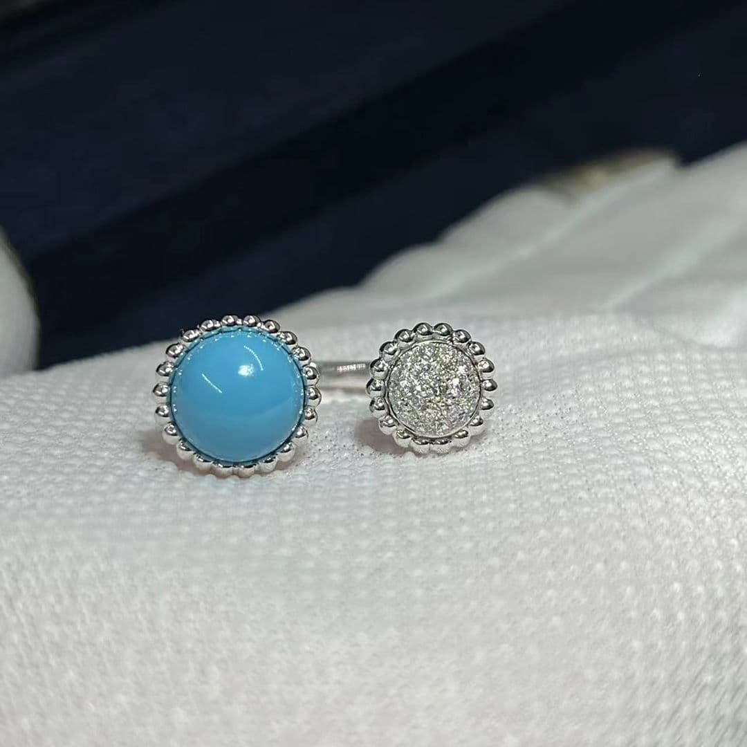 van cleef arpels perlee couleurs turquoise diamonds 18k white gold between the finger ring vcaro9sw00 4