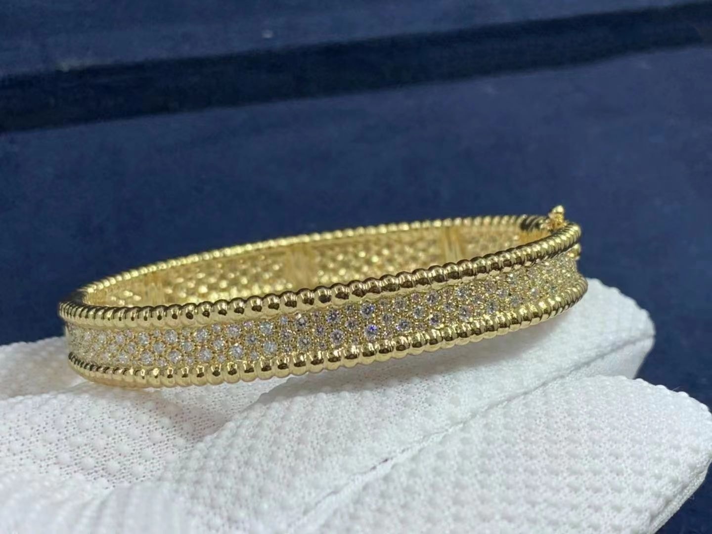 van cleef arpels perlee diamond 3 row 18k yellow gold bracelet vcaro3yc00 2