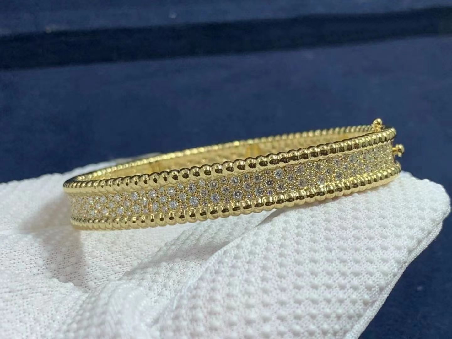 van cleef arpels perlee diamond 3 row 18k yellow gold bracelet vcaro3yc00 3