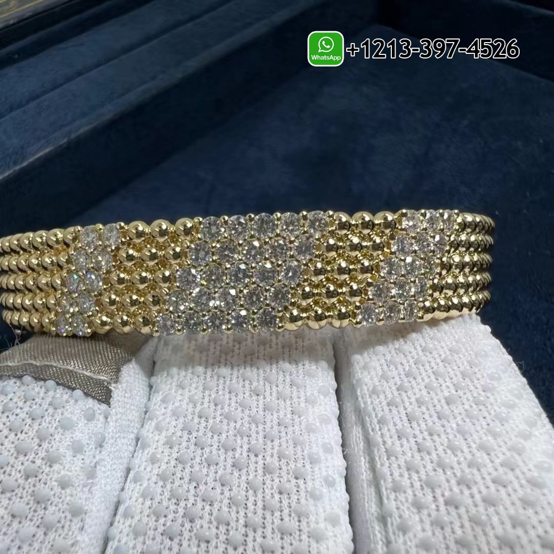 Van-Cleef-Arpels-Perlee-Diamond-5-Row-18k-Yellow-Gold-Medium-Model-Bracelet-VCARPFYE00-10.jpg Custom Made Best Quality 1:1 Van Cleef & Arpels Perlée Diamond 5 Row 18k Yellow Gold Medium Model Bracelet - High Quality 18k Gold and Diamond Luxury Distinctive Collection Designer Jewelry Customized Factory Price - Image 11