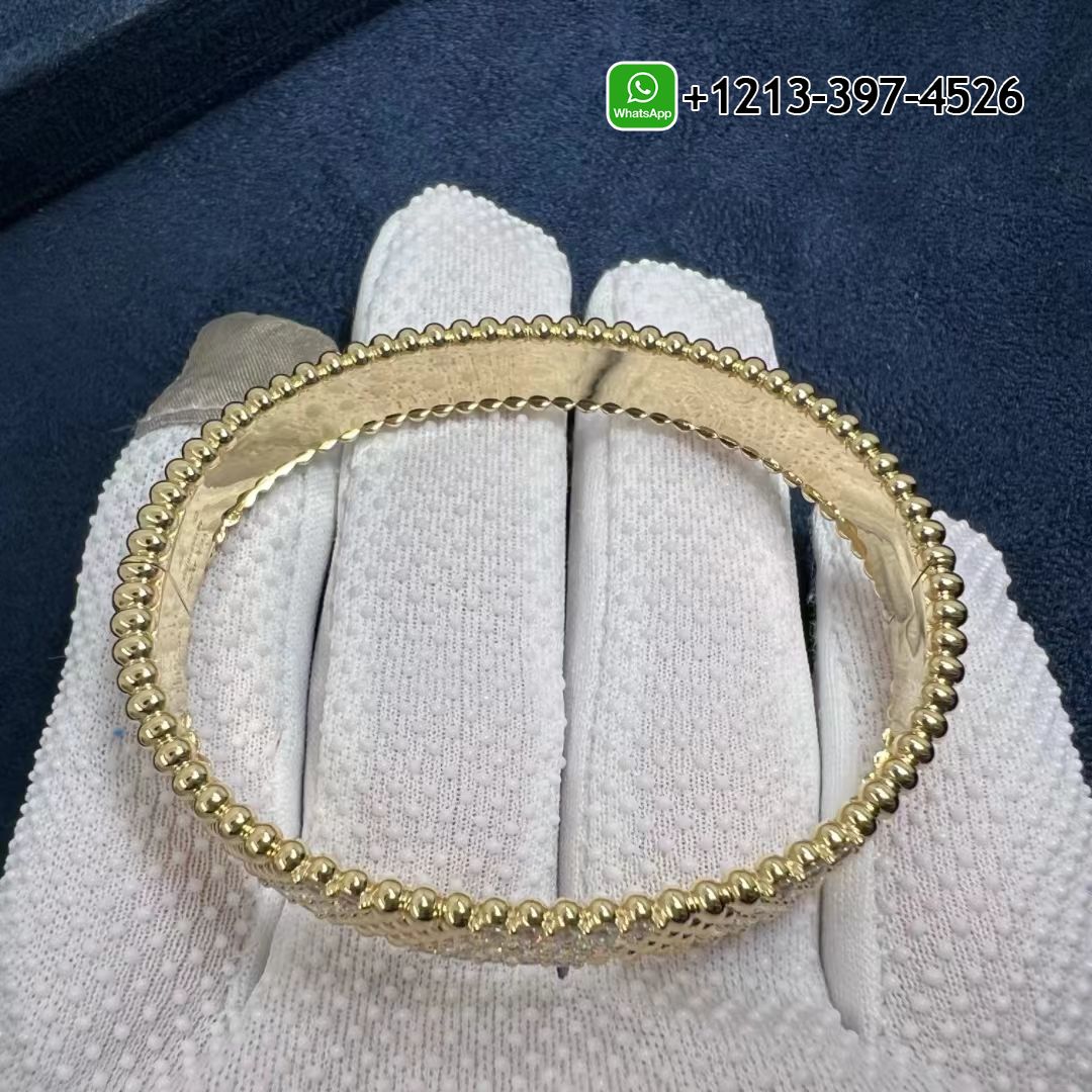 Van-Cleef-Arpels-Perlee-Diamond-5-Row-18k-Yellow-Gold-Medium-Model-Bracelet-VCARPFYE00-2.jpg Custom Made Best Quality 1:1 Van Cleef & Arpels Perlée Diamond 5 Row 18k Yellow Gold Medium Model Bracelet - High Quality 18k Gold and Diamond Luxury Distinctive Collection Designer Jewelry Customized Factory Price - Image 3