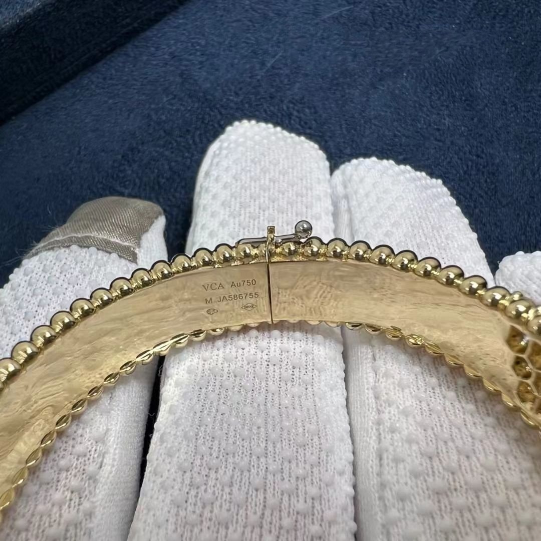 van cleef arpels perlee diamond 5 row 18k yellow gold medium model bracelet vcarpfye00 3