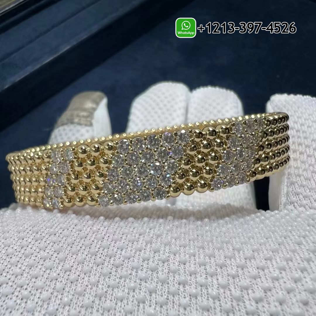 Van-Cleef-Arpels-Perlee-Diamond-5-Row-18k-Yellow-Gold-Medium-Model-Bracelet-VCARPFYE00-4.jpg Custom Made Best Quality 1:1 Van Cleef & Arpels Perlée Diamond 5 Row 18k Yellow Gold Medium Model Bracelet - High Quality 18k Gold and Diamond Luxury Distinctive Collection Designer Jewelry Customized Factory Price - Image 5