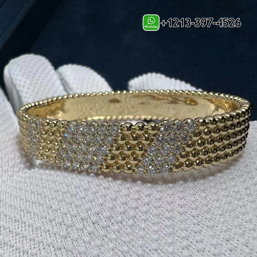 Van-Cleef-Arpels-Perlee-Diamond-5-Row-18k-Yellow-Gold-Medium-Model-Bracelet-VCARPFYE00-5.jpg Custom Made Best Quality 1:1 Van Cleef & Arpels Perlée Diamond 5 Row 18k Yellow Gold Medium Model Bracelet - High Quality 18k Gold and Diamond Luxury Distinctive Collection Designer Jewelry Customized Factory Price - Image 6