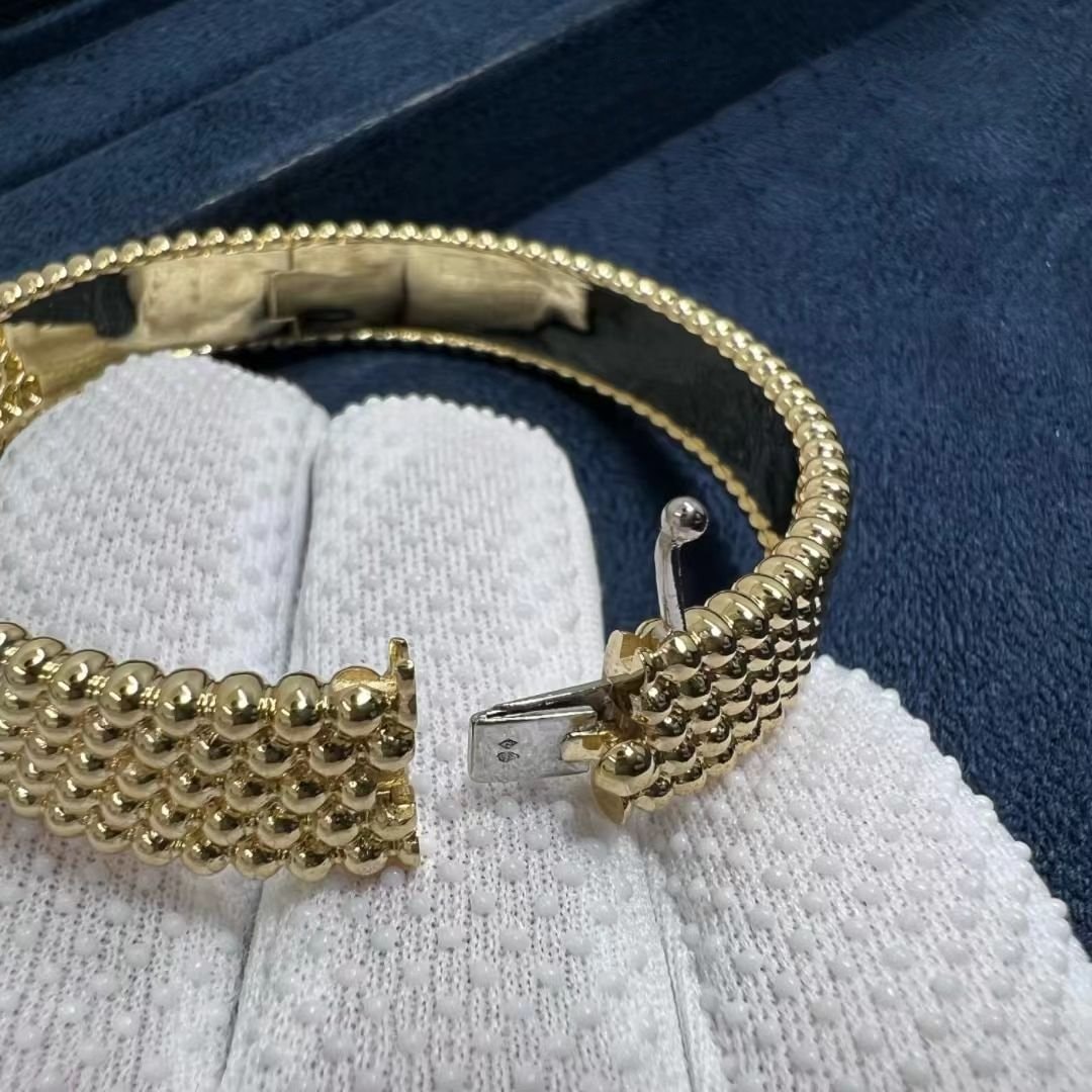 van cleef arpels perlee diamond 5 row 18k yellow gold medium model bracelet vcarpfye00 6
