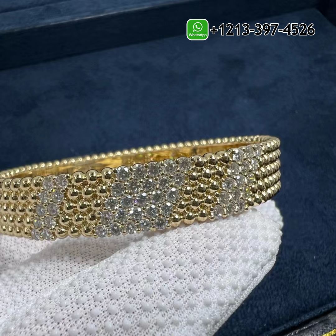 Van-Cleef-Arpels-Perlee-Diamond-5-Row-18k-Yellow-Gold-Medium-Model-Bracelet-VCARPFYE00-8.jpg Custom Made Best Quality 1:1 Van Cleef & Arpels Perlée Diamond 5 Row 18k Yellow Gold Medium Model Bracelet - High Quality 18k Gold and Diamond Luxury Distinctive Collection Designer Jewelry Customized Factory Price - Image 9