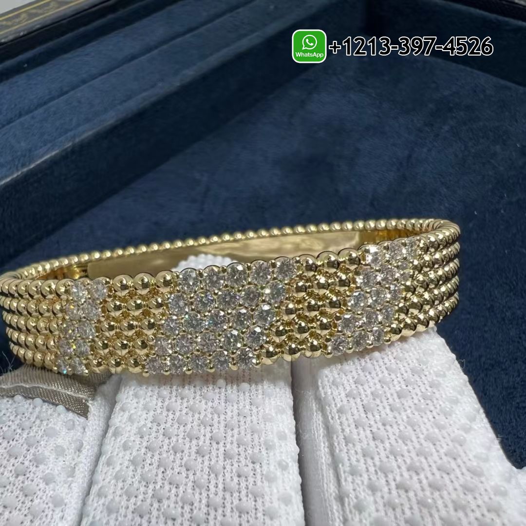 Van-Cleef-Arpels-Perlee-Diamond-5-Row-18k-Yellow-Gold-Medium-Model-Bracelet-VCARPFYE00-9.jpg Custom Made Best Quality 1:1 Van Cleef & Arpels Perlée Diamond 5 Row 18k Yellow Gold Medium Model Bracelet - High Quality 18k Gold and Diamond Luxury Distinctive Collection Designer Jewelry Customized Factory Price - Image 10