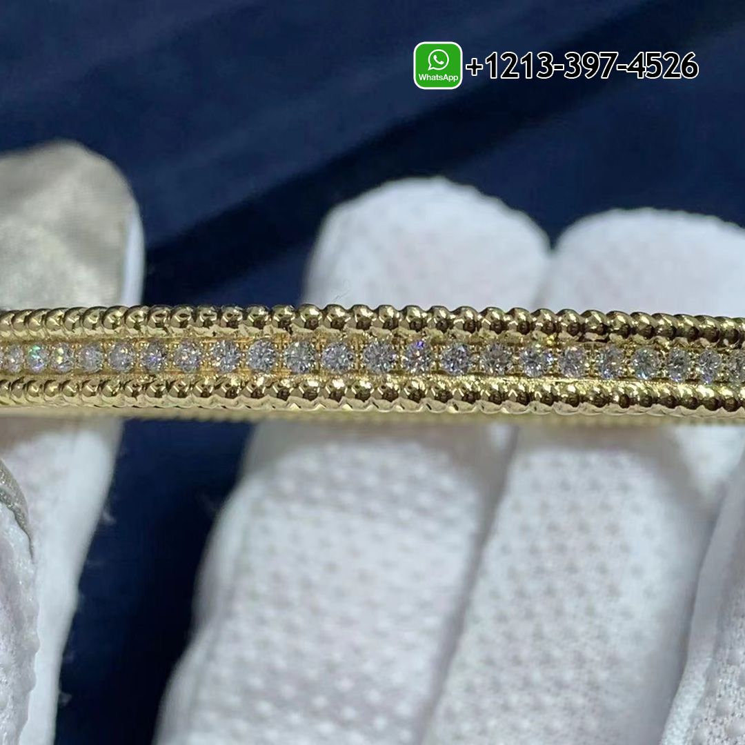 Best Sellers 1:1 Quality Cheap Van Cleef & Arpels Perlee Diamonds 1 Row 18k Yellow Gold Bangle Bracelet - High Quality 18k Gold and Diamond Luxury Distinctive Collection Designer Jewelry Customized Factory Price