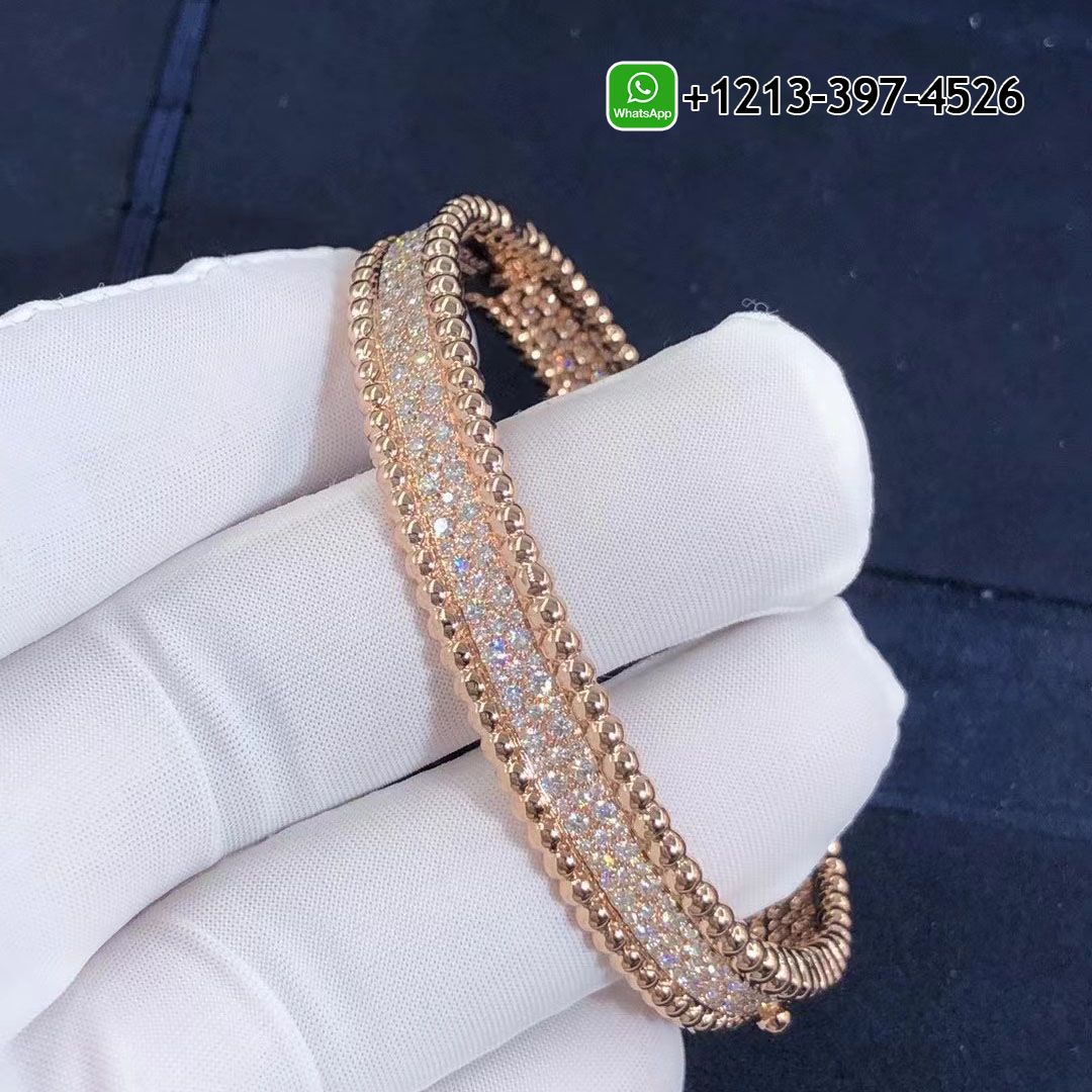 Van-Cleef-Arpels-Perlee-Diamonds-18k-Rose-Gold-3-Rows-Bracelet-VCARN9WF00-1.jpg Custom Made Best Quality 1:1 Van Cleef & Arpels Perlée Diamonds 18k Rose Gold Three Rows Bracelet - High Quality 18k Gold and Diamond Luxury Distinctive Collection Designer Jewelry Customized Factory Price - Image 2