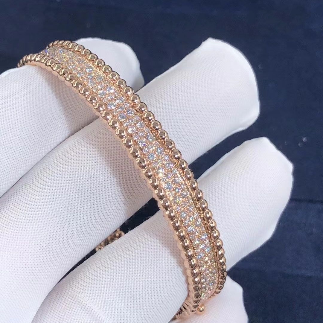 van cleef arpels perlee diamonds 18k rose gold 3 rows bracelet vcarn9wf00 2