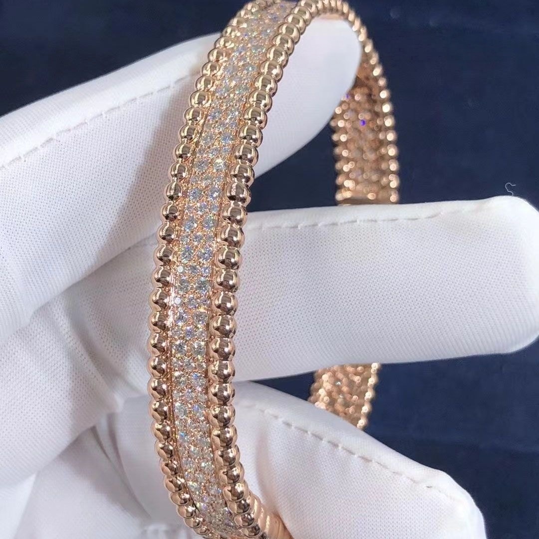 van cleef arpels perlee diamonds 18k rose gold 3 rows bracelet vcarn9wf00 3