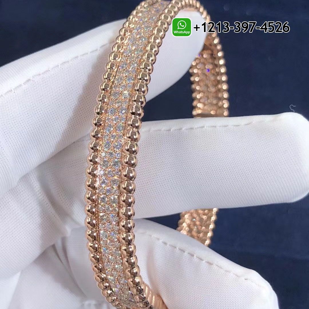 Van-Cleef-Arpels-Perlee-Diamonds-18k-Rose-Gold-3-Rows-Bracelet-VCARN9WF00-3.jpg Custom Made Best Quality 1:1 Van Cleef & Arpels Perlée Diamonds 18k Rose Gold Three Rows Bracelet - High Quality 18k Gold and Diamond Luxury Distinctive Collection Designer Jewelry Customized Factory Price - Image 4