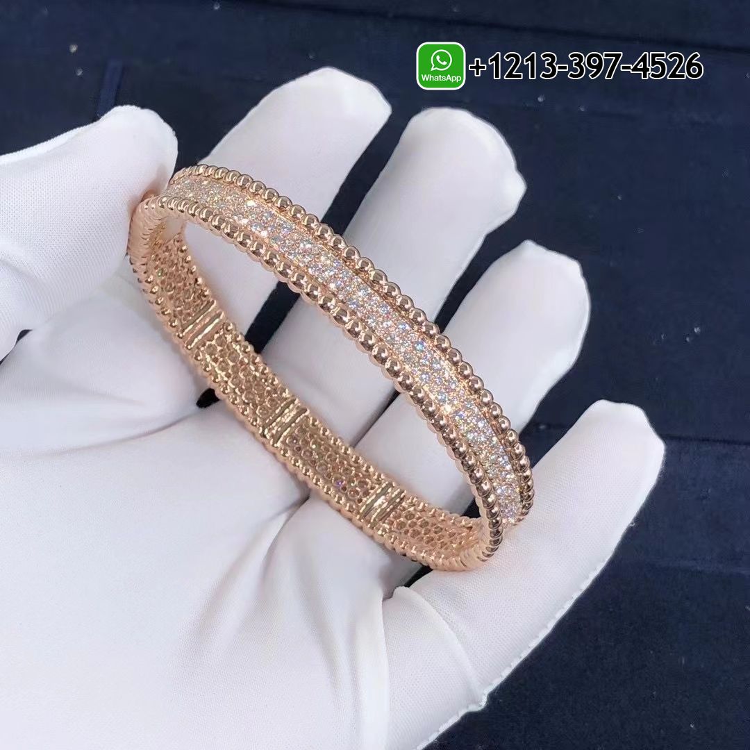 Van-Cleef-Arpels-Perlee-Diamonds-18k-Rose-Gold-3-Rows-Bracelet-VCARN9WF00-4.jpg Custom Made Best Quality 1:1 Van Cleef & Arpels Perlée Diamonds 18k Rose Gold Three Rows Bracelet - High Quality 18k Gold and Diamond Luxury Distinctive Collection Designer Jewelry Customized Factory Price - Image 5