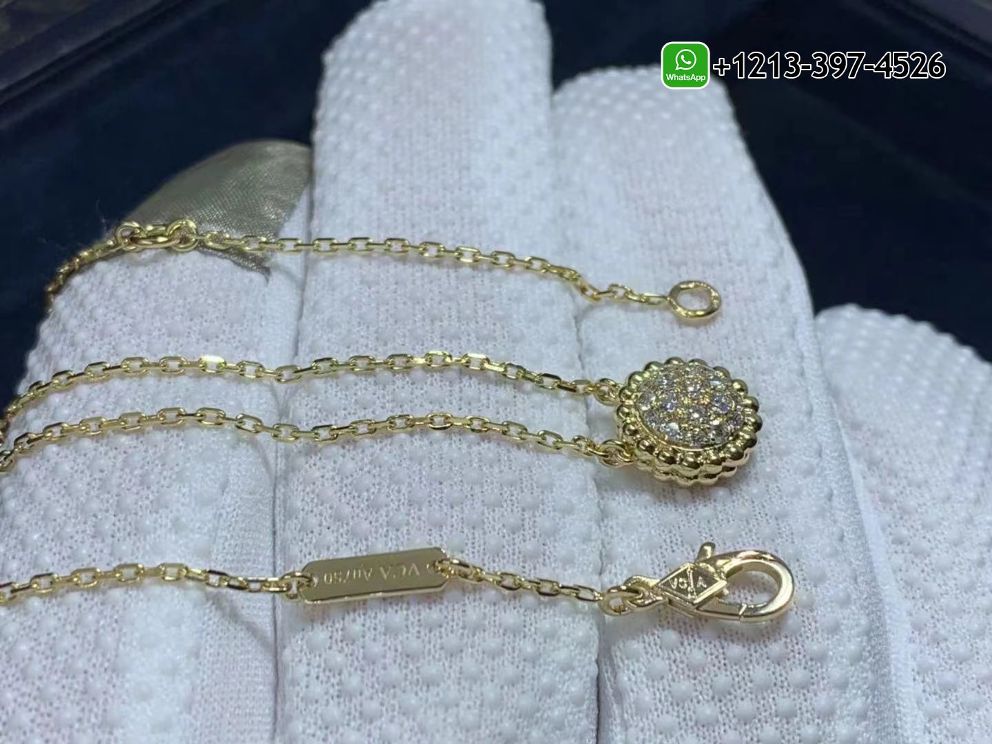 Van-Cleef-Arpels-Perlee-Diamonds-18k-Yellow-Gold-Pendant-Necklace-VCARO9PD00-2.jpg Best Sellers 1:1 Quality Cheap Custom Made Van Cleef & Arpels Perlee Diamonds 18k Yellow Gold Pendant Necklace - High Quality 18k Gold and Diamond Luxury Distinctive Collection Designer Jewelry Customized Factory Price - Image 3