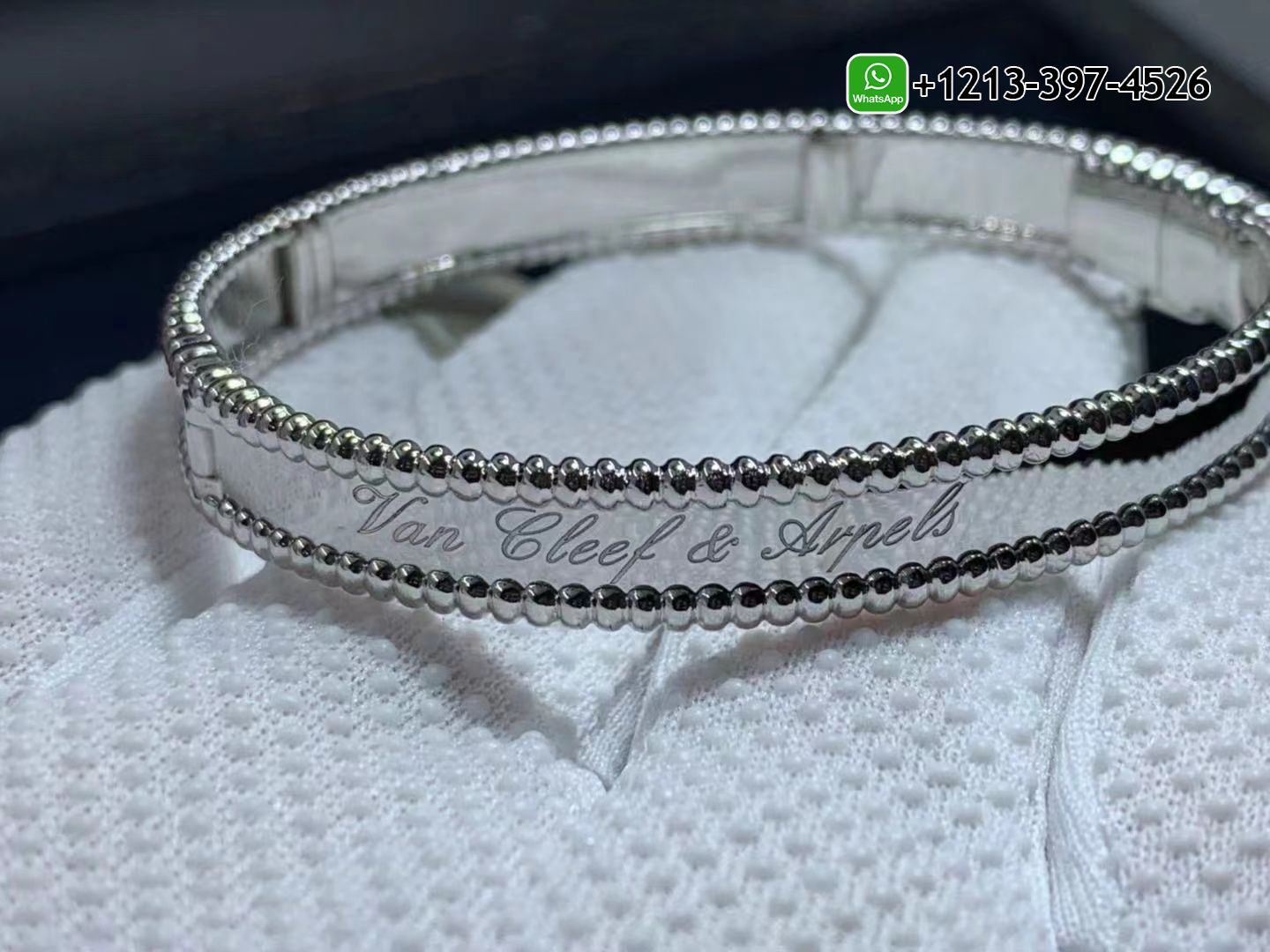 Van-Cleef-Arpels-Perlee-Signature-Pure-18k-White-Gold-Bracelet-VCARP3K800-1.jpg Custom Made Best Quality 1:1 Cheap Van Cleef & Arpels Perlée Signature Pure 18k White Gold Bracelet - High Quality 18k Gold and Diamond Luxury Distinctive Collection Designer Jewelry Customized Factory Price - Image 2