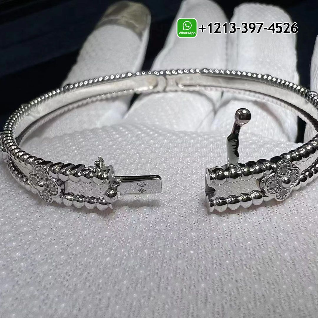 Best Sellers 1:1 Quality Cheap Custom Made Van Cleef & Arpels Perlée Sweet Clovers 18k White Gold Diamonds Bracelet - High Quality 18k Gold and Diamond Luxury Distinctive Collection Designer Jewelry Customized Factory Price