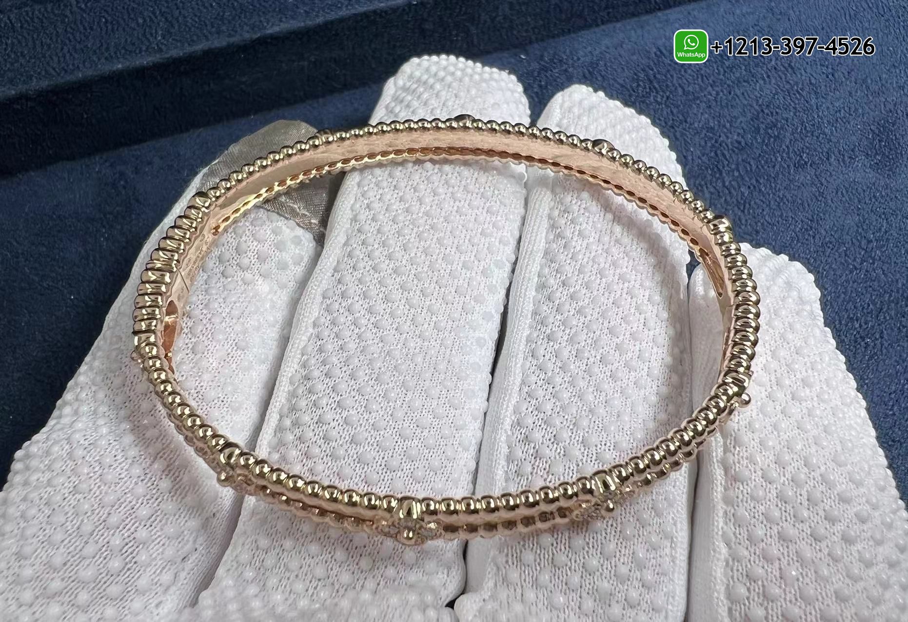 Van-Cleef-Arpels-Perlee-Sweet-Clovers-Diamond-18k-Rose-Gold-Bracelet-VCARP6X300-1.jpg 1:1 Highest Quality Van Cleef & Arpels Perlee Sweet Clovers Diamond 18k Rose Gold Bracelet - High Quality 18k Gold and Diamond Luxury Distinctive Collection Designer Jewelry Customized Factory Price - Image 3