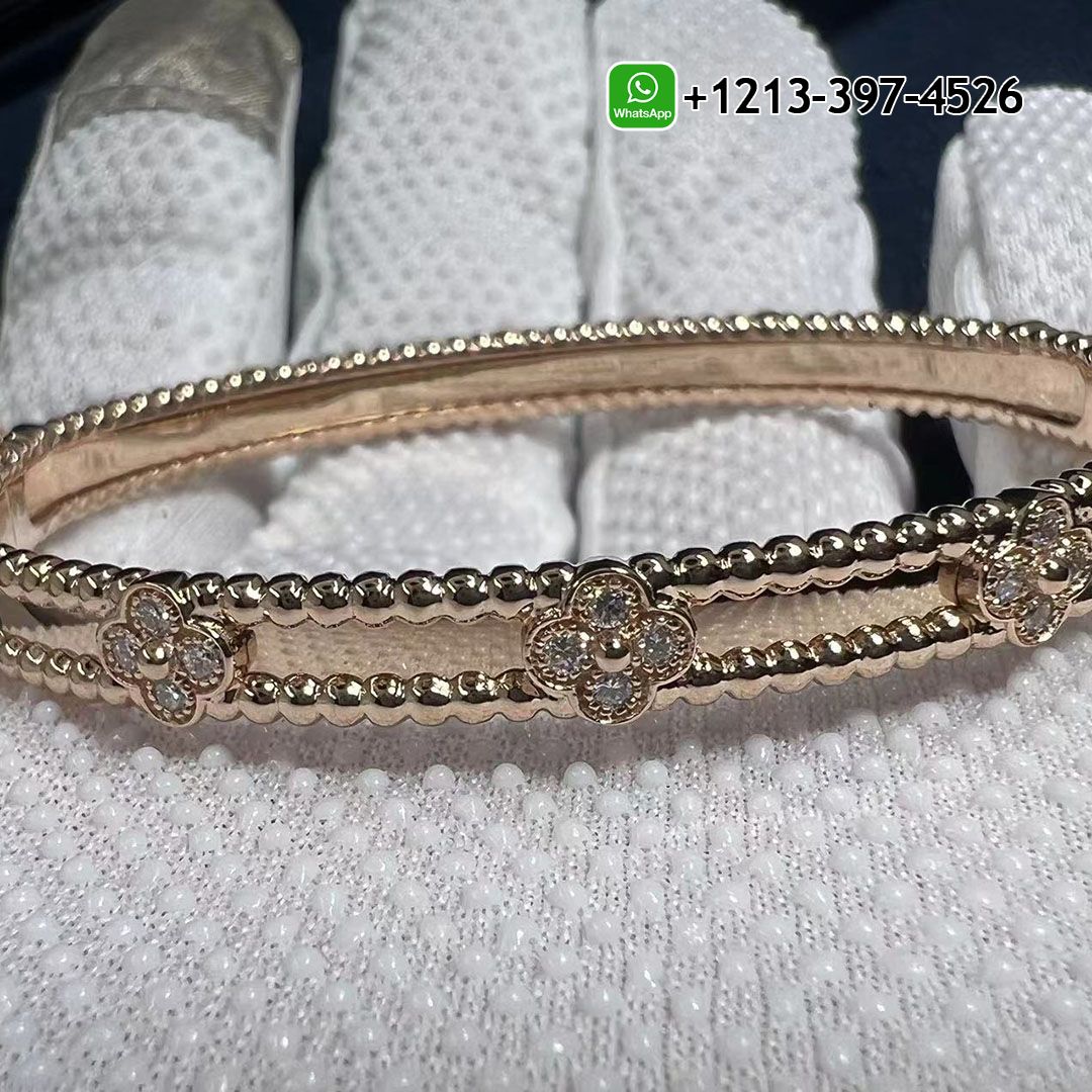 1:1 Highest Quality Van Cleef & Arpels Perlee Sweet Clovers Diamond 18k Rose Gold Bracelet - High Quality 18k Gold and Diamond Luxury Distinctive Collection Designer Jewelry Customized Factory Price