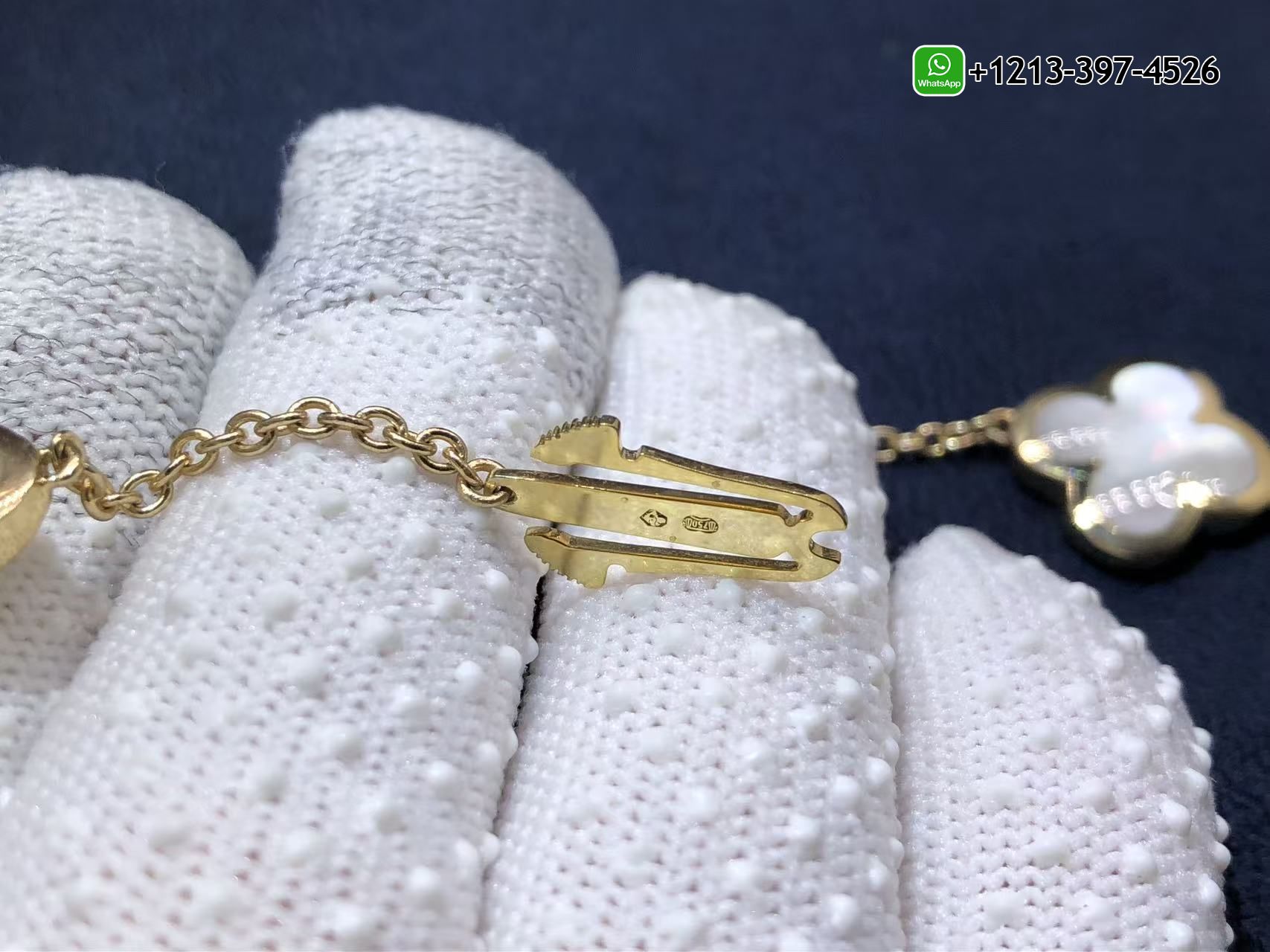 Van-Cleef-Arpels-Pure-Alhambra-9-Motif-Mother-of-Pearl-18K-Yellow-Gold-Necklace-VCARA37800-4.jpg Custom Van Cleef & Arpels Pure Alhambra 9 Motif Mother of Pearl 18K Yellow Gold Necklace - ManyLuxe Jewelry - High Quality 18k Gold and Diamond Luxury Distinctive Collection Designer Jewelry Customized Factory Price - Image 5