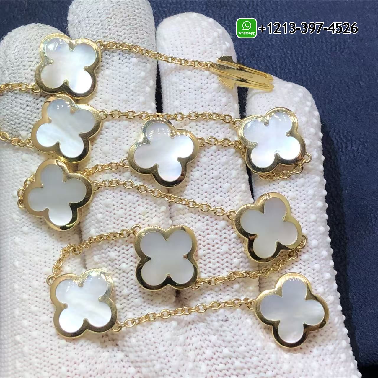 Custom Van Cleef & Arpels Pure Alhambra 9 Motif Mother of Pearl 18K Yellow Gold Necklace - ManyLuxe Jewelry - High Quality 18k Gold and Diamond Luxury Distinctive Collection Designer Jewelry Customized Factory Price