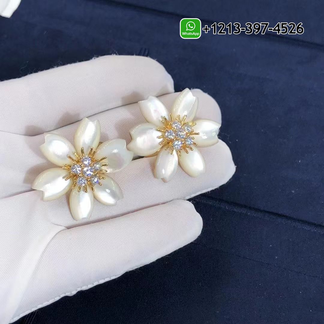 Van-Cleef-Arpels-Rose-de-Noel-18k-Yellow-Gold-Mother-of-Pearl-Diamond-Flower-Earrings-5.jpg Custom Made Best Quality 1:1 Van Cleef & Arpels Rose de Noel 18k Yellow Gold Mother-of-Pearl & Diamond Flower Earrings - High Quality 18k Gold and Diamond Luxury Distinctive Collection Designer Jewelry Customized Factory Price - Image 6