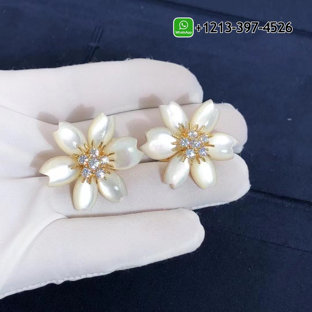 Van-Cleef-Arpels-Rose-de-Noel-18k-Yellow-Gold-Mother-of-Pearl-Diamond-Flower-Earrings-6.jpg Custom Made Best Quality 1:1 Van Cleef & Arpels Rose de Noel 18k Yellow Gold Mother-of-Pearl & Diamond Flower Earrings - High Quality 18k Gold and Diamond Luxury Distinctive Collection Designer Jewelry Customized Factory Price - Image 7