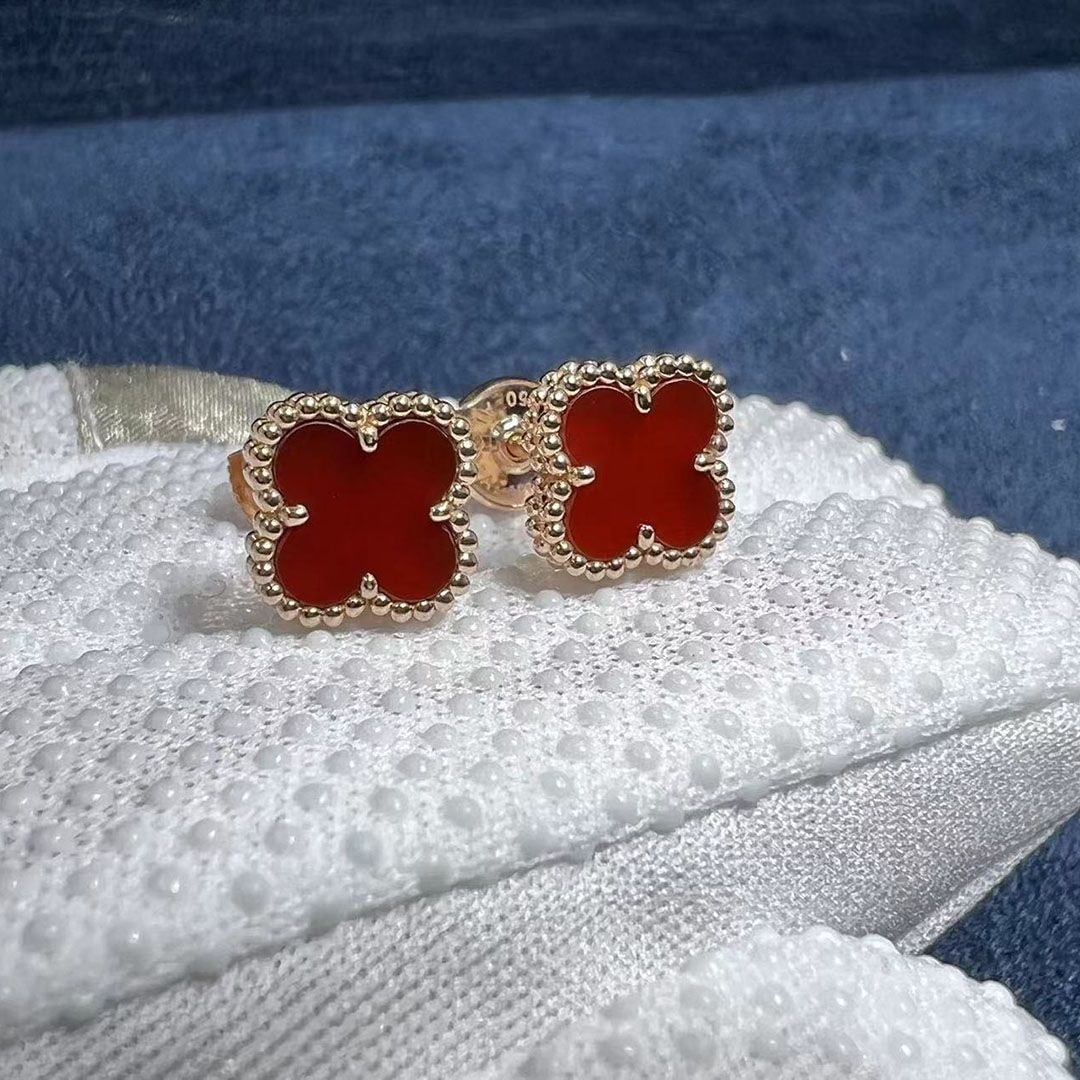 van cleef arpels sweet alhambra carnelian 18k rose gold earstud earrings vcarn6bo00