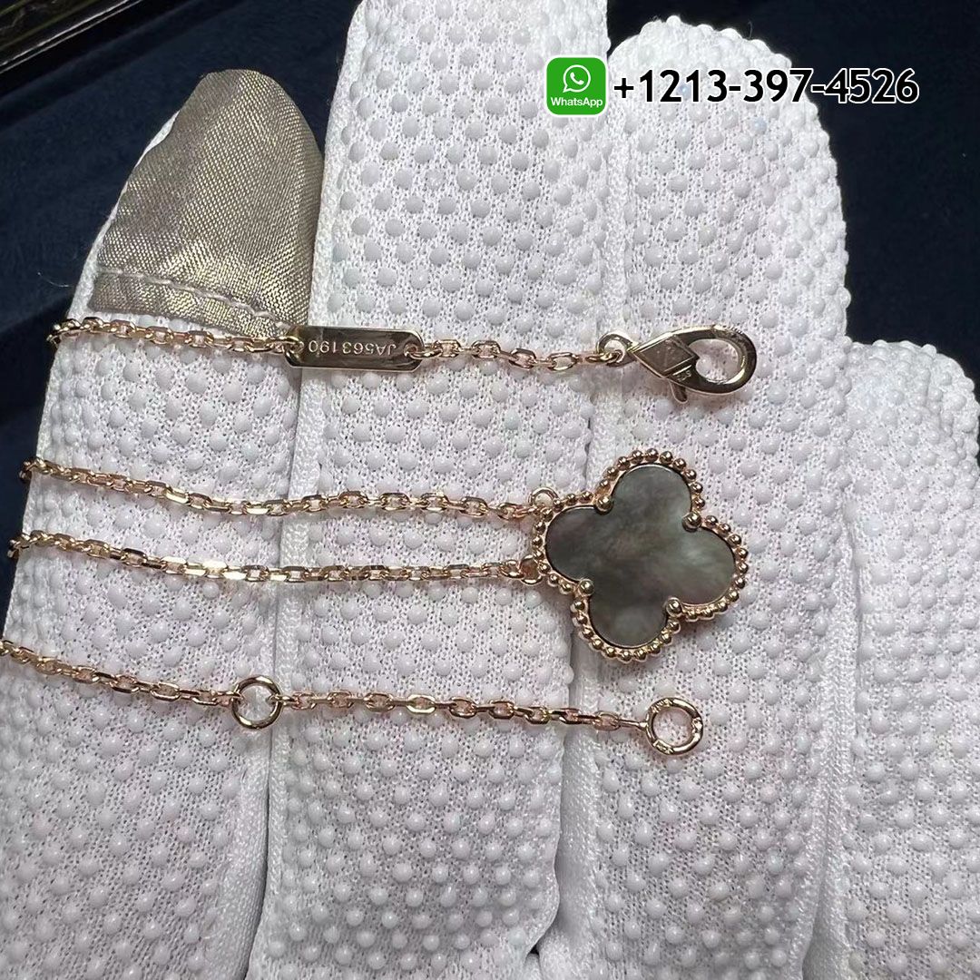 Custom Made 1:1 Top Quality Cheap Van Cleef & Arpels Vintage Alhambra 1 Motif 18K Rose Gold Grey Mother of Pearl Necklace - High Quality 18k Gold and Diamond Luxury Distinctive Collection Designer Jewelry Customized Factory Price Van Cleef Arpels Vintage Alhambra 1 Motif 18K Rose Gold Grey Mother Of Pearl Necklace VCARP4KK00