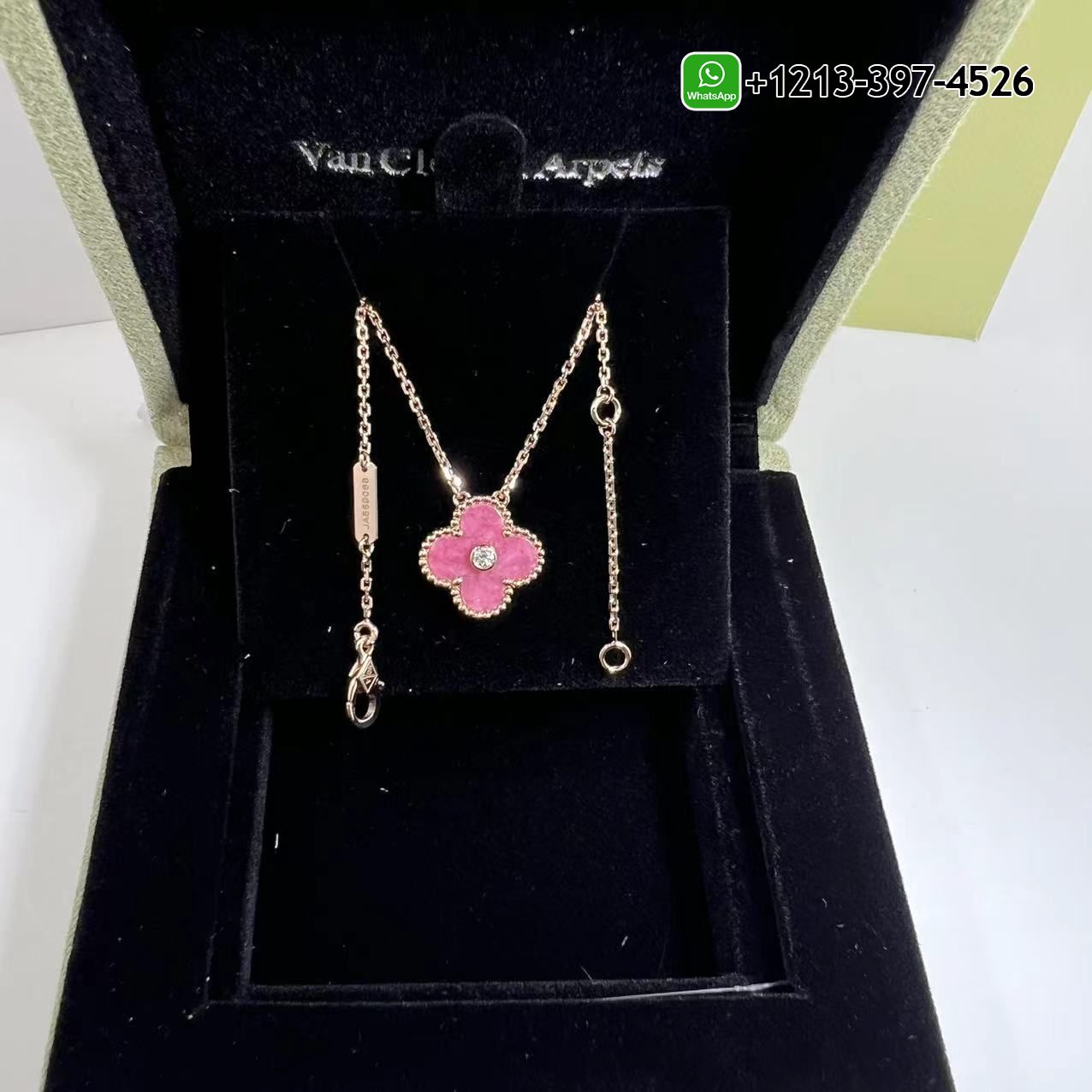 Van-Cleef-Arpels-Vintage-Alhambra-18K-Rose-Gold-Rhodonite-Diamond-Pendant-Necklace-VCARP7TD00-5.jpg 1:1 Quality Custom Made Van Cleef & Arpels Vintage Alhambra 18K Rose Gold Rhodonite Diamond Pendant Necklace - High Quality 18k Gold and Diamond Luxury Distinctive Collection Designer Jewelry Customized Factory Price - Image 6
