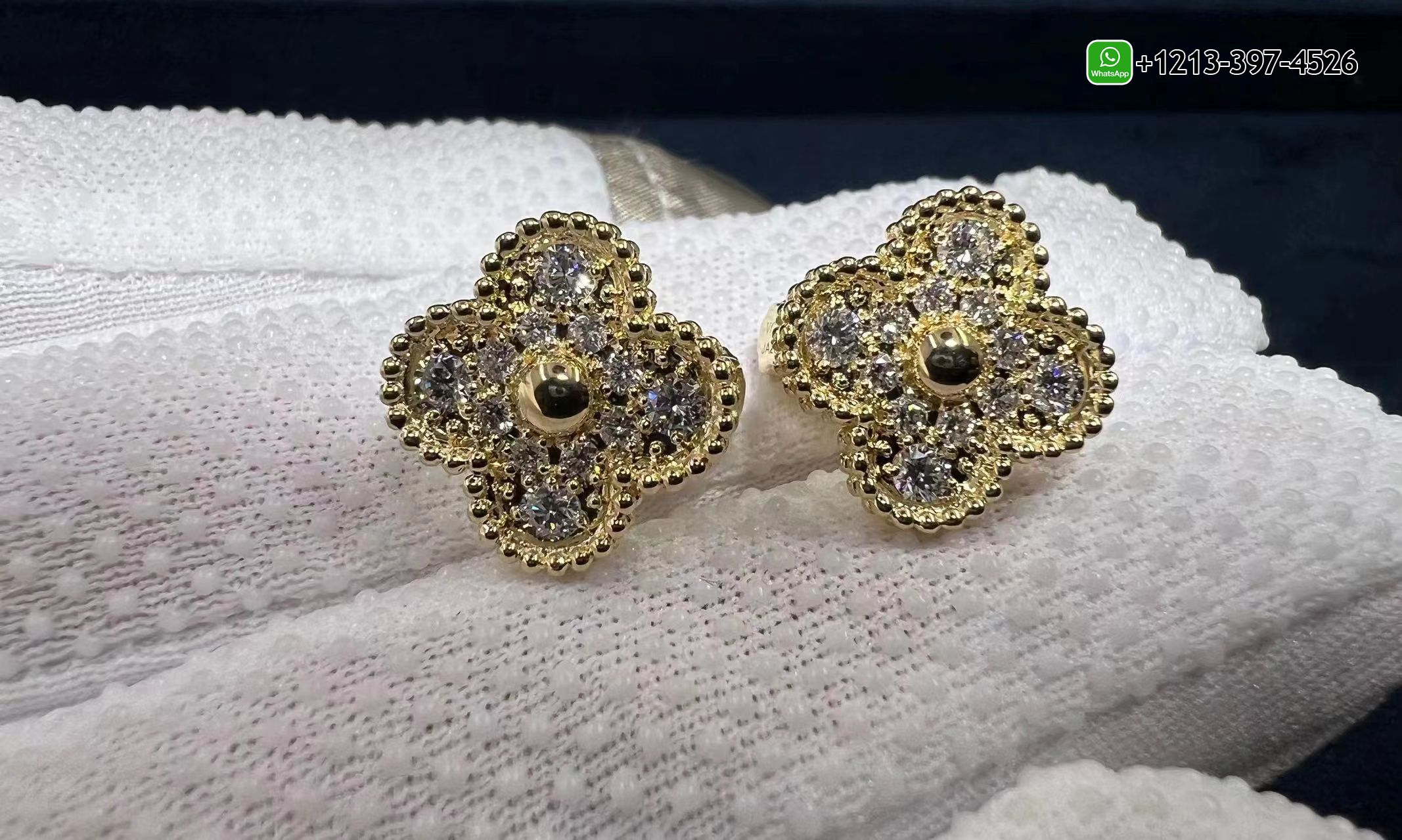 Van-Cleef-Arpels-Vintage-Alhambra-18K-Yellow-Gold-Full-Diamond-Earrings-VCARA44700-4.jpg Custom Made Best Sellers Quality 1:1 Copy Van Cleef & Arpels Vintage Alhambra 18K Yellow Gold Full Diamond Earrings - High Quality 18k Gold and Diamond Luxury Distinctive Collection Designer Jewelry Customized Factory Price - Image 6