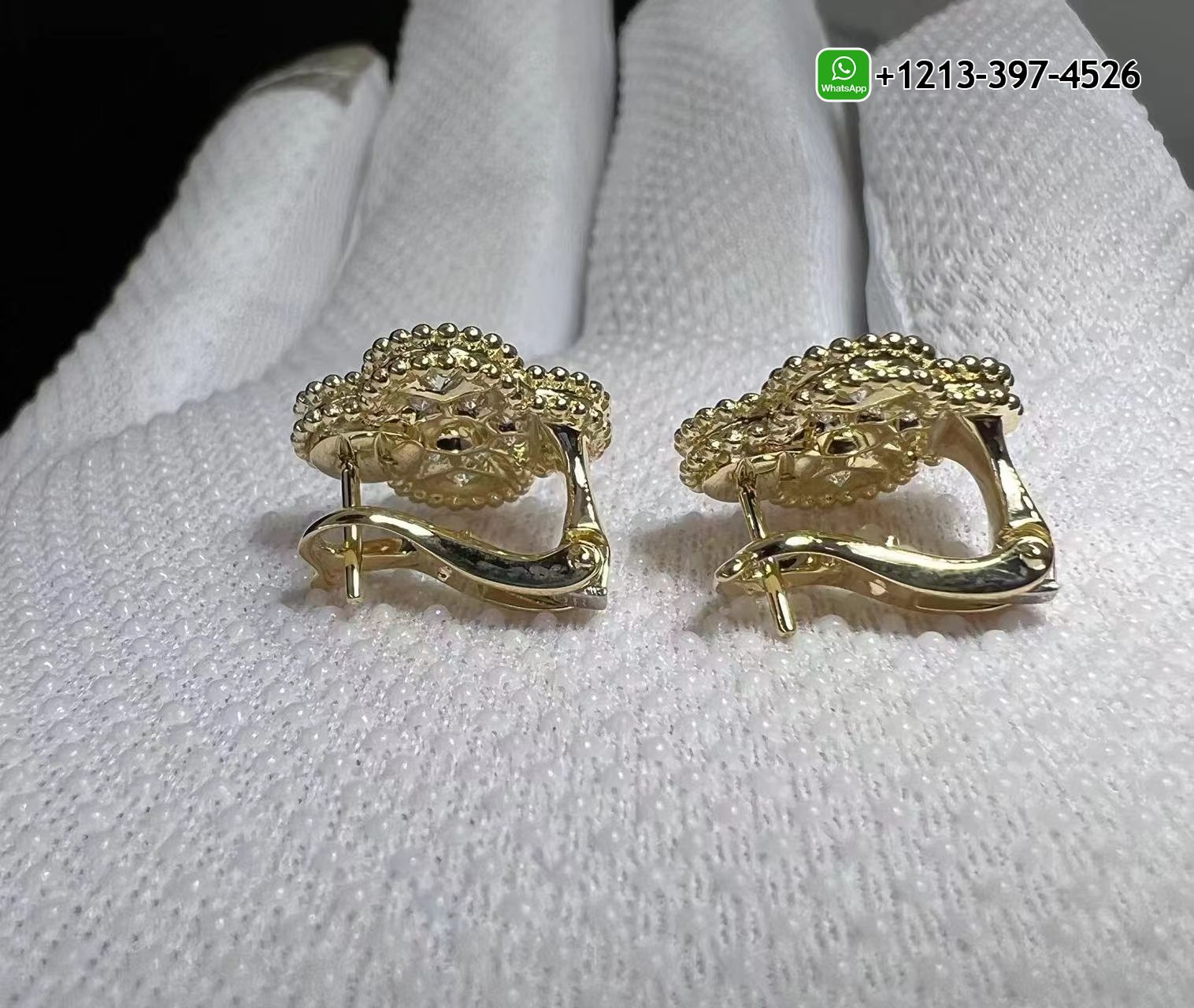 Van-Cleef-Arpels-Vintage-Alhambra-18K-Yellow-Gold-Full-Diamond-Earrings-VCARA44700-7.jpg Custom Made Best Sellers Quality 1:1 Copy Van Cleef & Arpels Vintage Alhambra 18K Yellow Gold Full Diamond Earrings - High Quality 18k Gold and Diamond Luxury Distinctive Collection Designer Jewelry Customized Factory Price - Image 8