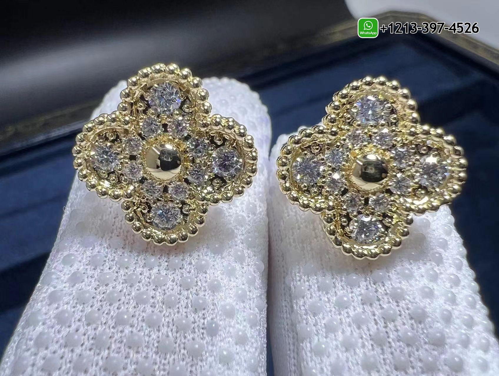 Van-Cleef-Arpels-Vintage-Alhambra-18K-Yellow-Gold-Full-Diamond-Earrings-VCARA44700.jpg Custom Made Best Sellers Quality 1:1 Copy Van Cleef & Arpels Vintage Alhambra 18K Yellow Gold Full Diamond Earrings - High Quality 18k Gold and Diamond Luxury Distinctive Collection Designer Jewelry Customized Factory Price - Image 2