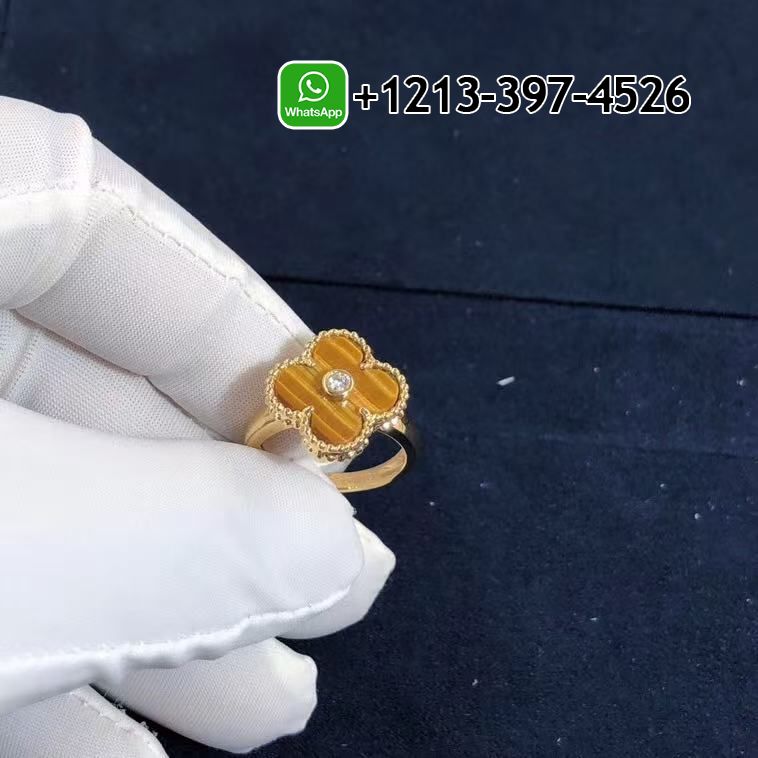 Van-Cleef-Arpels-Vintage-Alhambra-18K-Yellow-Gold-Tiger-Eye-Diamond-Ring-VCARD40900-1.jpg Custom Made Best Sellers Quality 1:1 Van Cleef & Arpels Vintage Alhambra 18K Yellow Gold Tiger Eye Diamond Ring - High Quality 18k Gold and Diamond Luxury Distinctive Collection Designer Jewelry Customized Factory Price - Image 2