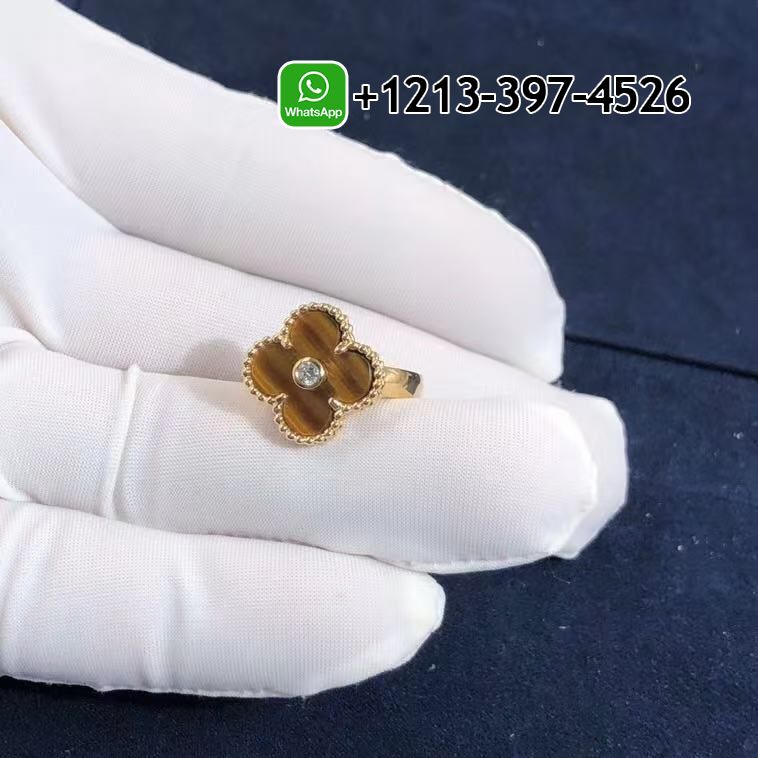 Van-Cleef-Arpels-Vintage-Alhambra-18K-Yellow-Gold-Tiger-Eye-Diamond-Ring-VCARD40900-2.jpg Custom Made Best Sellers Quality 1:1 Van Cleef & Arpels Vintage Alhambra 18K Yellow Gold Tiger Eye Diamond Ring - High Quality 18k Gold and Diamond Luxury Distinctive Collection Designer Jewelry Customized Factory Price - Image 3
